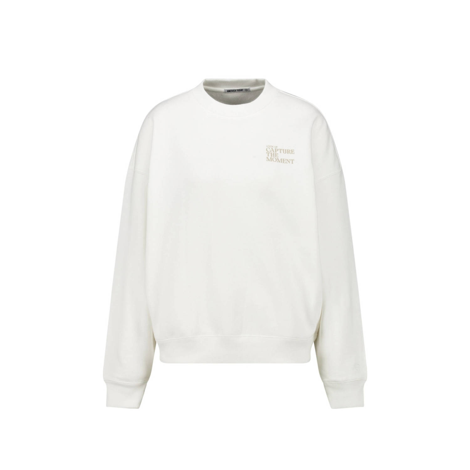 America Today sweater Sebby met tekst creme