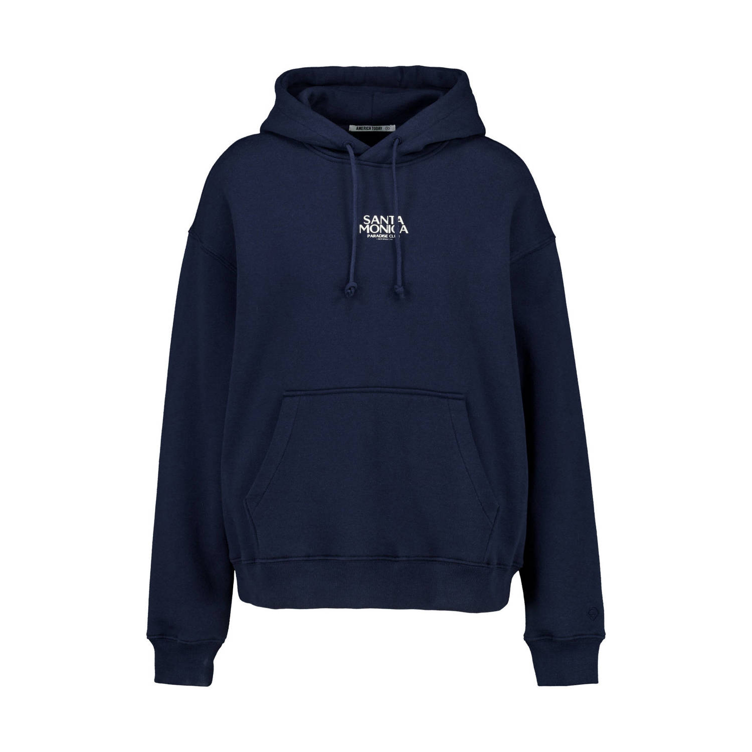 America Today hoodie Saff met tekst donkerblauw