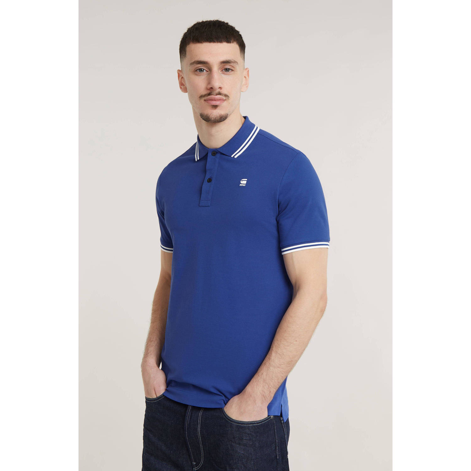 G-Star RAW slim fit polo Dunda met logo blauw