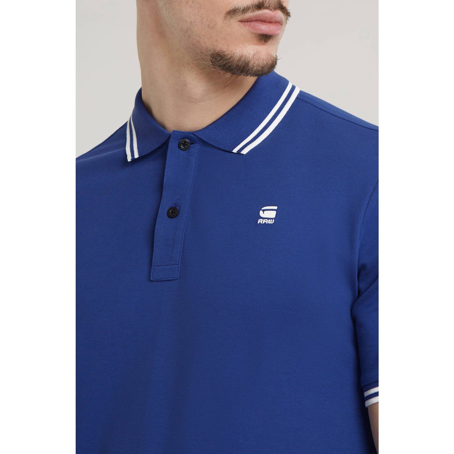 G-Star RAW slim fit polo Dunda met logo blauw