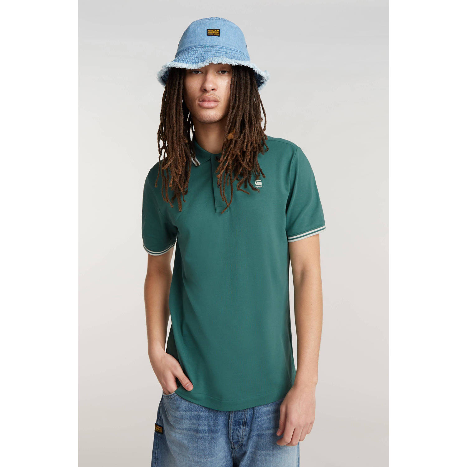G-Star RAW slim fit polo Dunda met logo groen