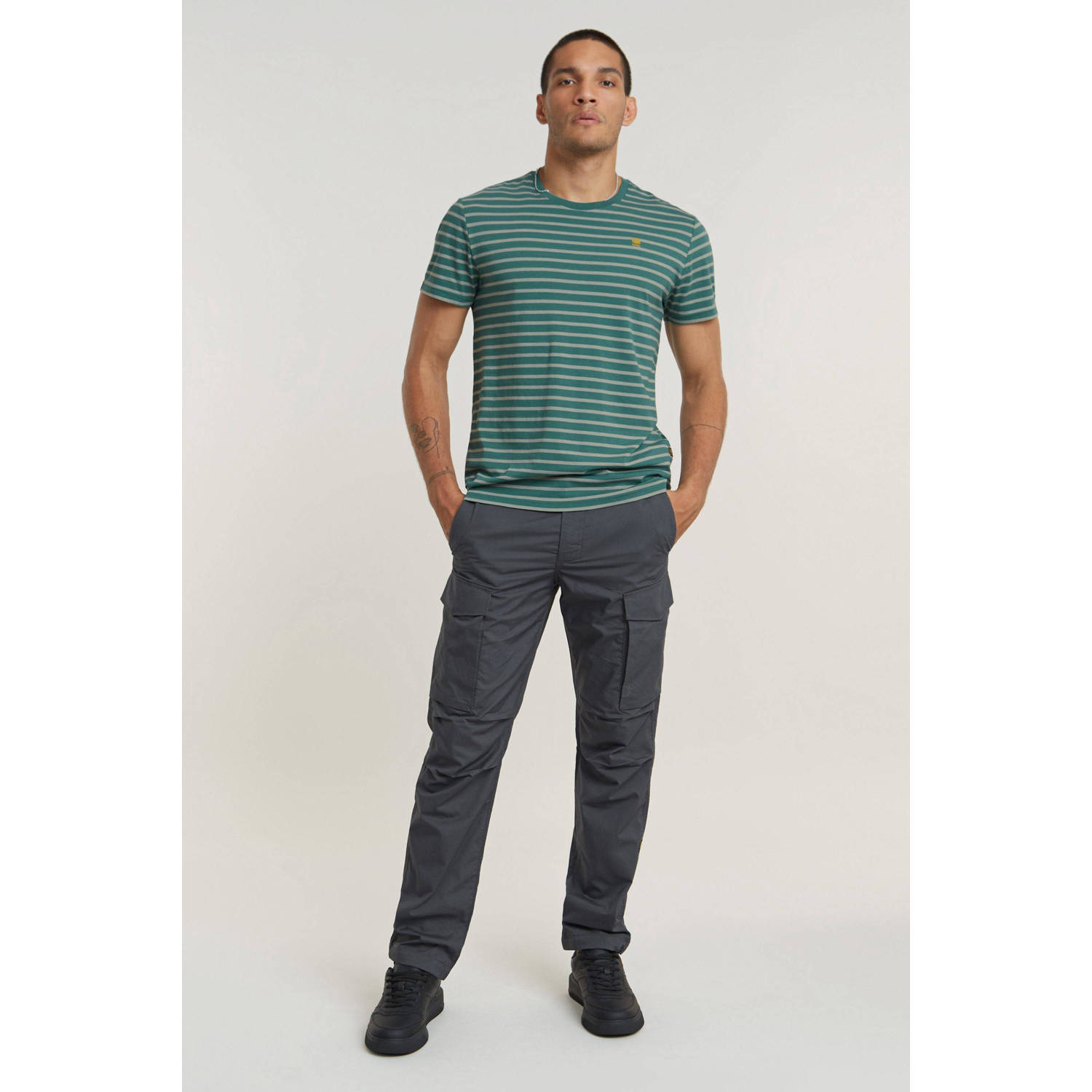 G-Star RAW gestreept slim fit T-shirt Stripe groen