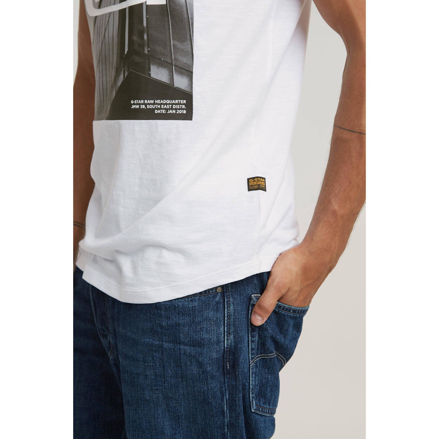 G-STAR T-shirt logo lash met printopdruk wit