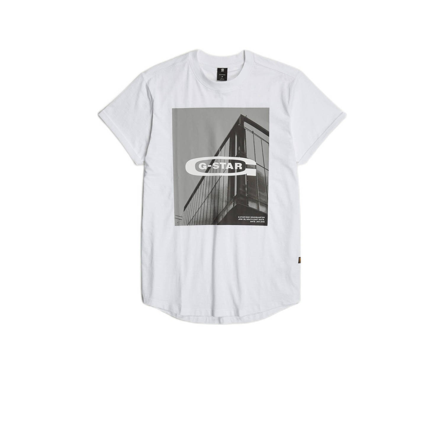 G-Star RAW T-shirt logo lash met printopdruk wit