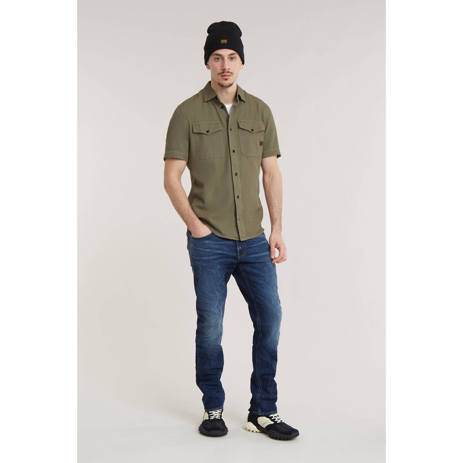 G-Star RAW slim fit denim overhemd Marine donkergroen