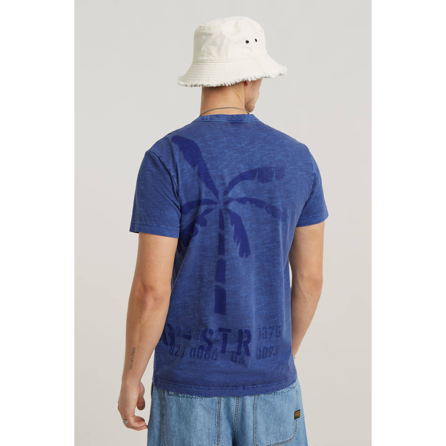 G-STAR T-shirt Musa met backprint blauw