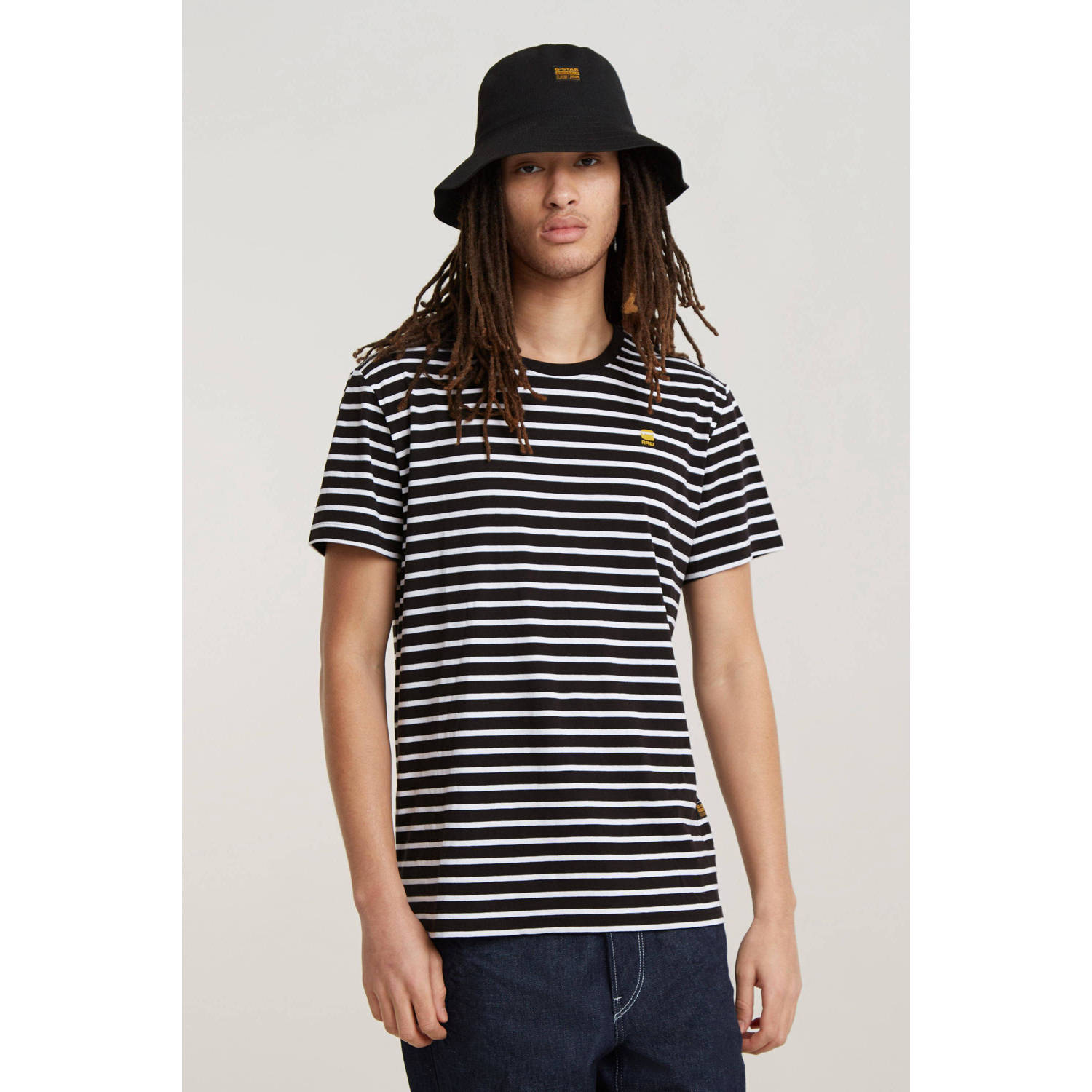 G-STAR gestreept slim fit T-shirt Stripe zwart
