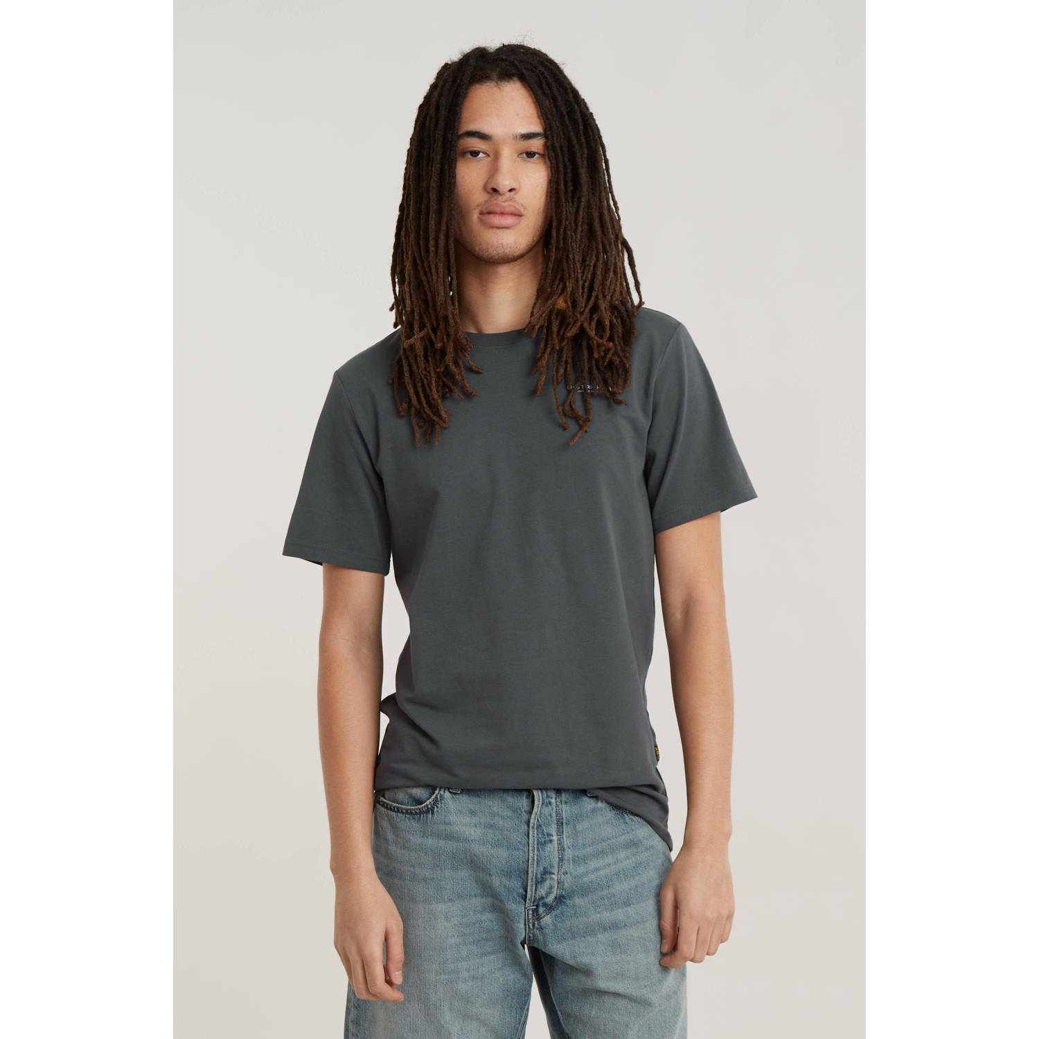 G-Star RAW slim fit T-shirt Base met logo grijs