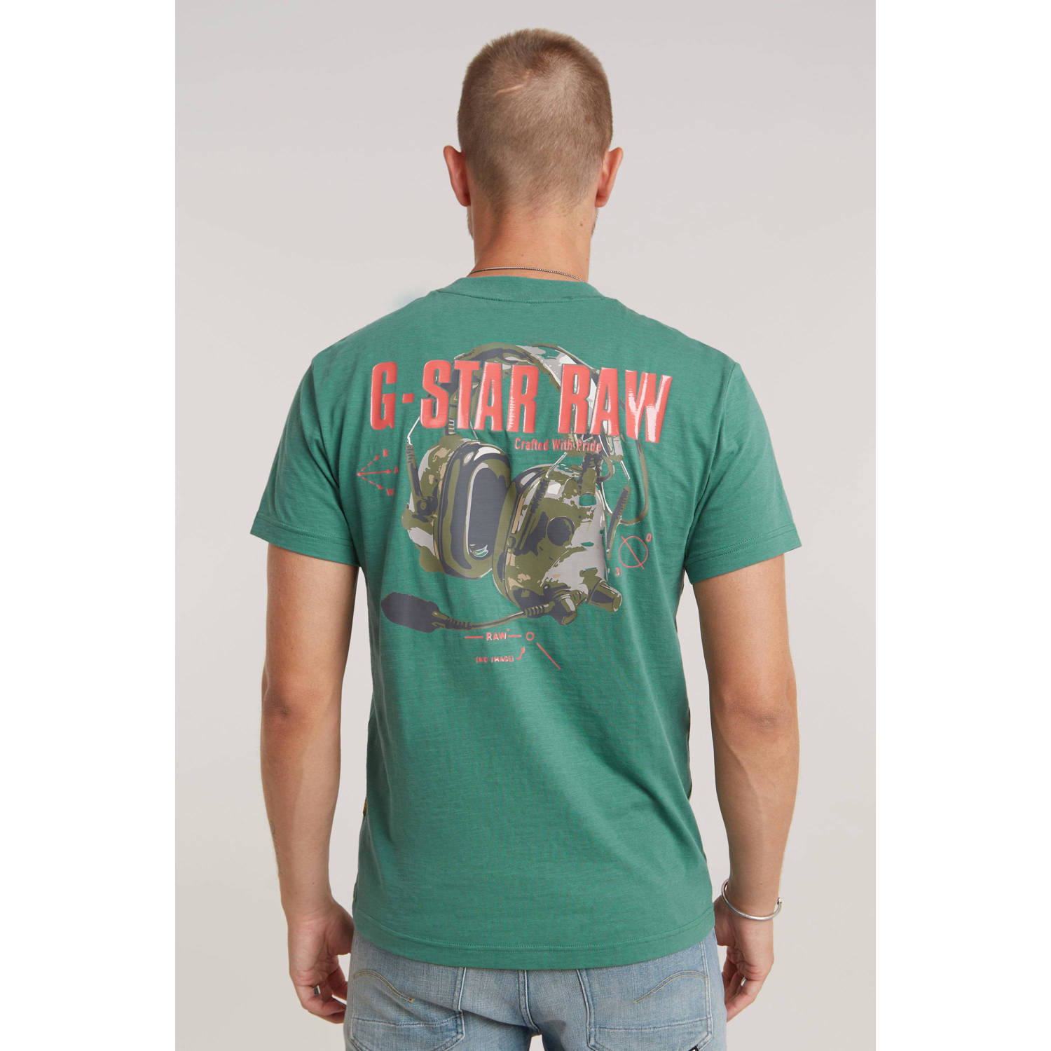 G-Star RAW T-shirt met backprint groen