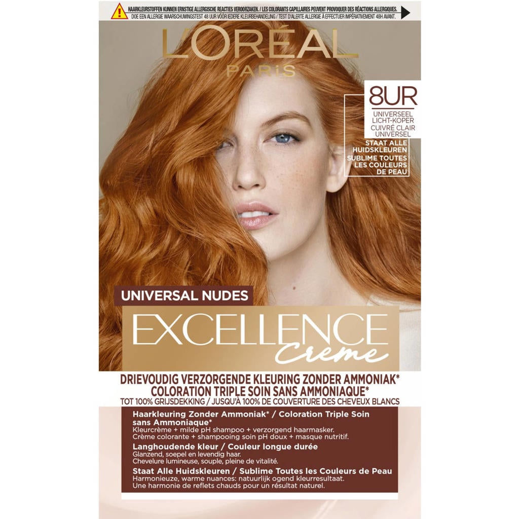 L'Oréal Paris Excellence Crème Universal Nudes permanente haarkleuring - 8UR Licht Koperrood