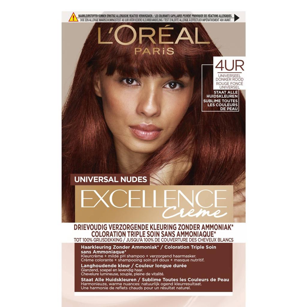 L'Oréal Paris Excellence Crème Universal Nudes permanente haarkleuring - 4UR Middenrood