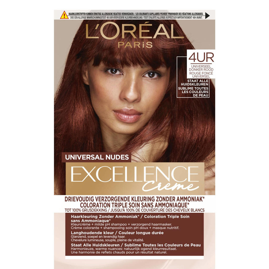 L'Oréal Paris Excellence Crème Universal Nudes permanente haarkleuring - 4UR Middenrood