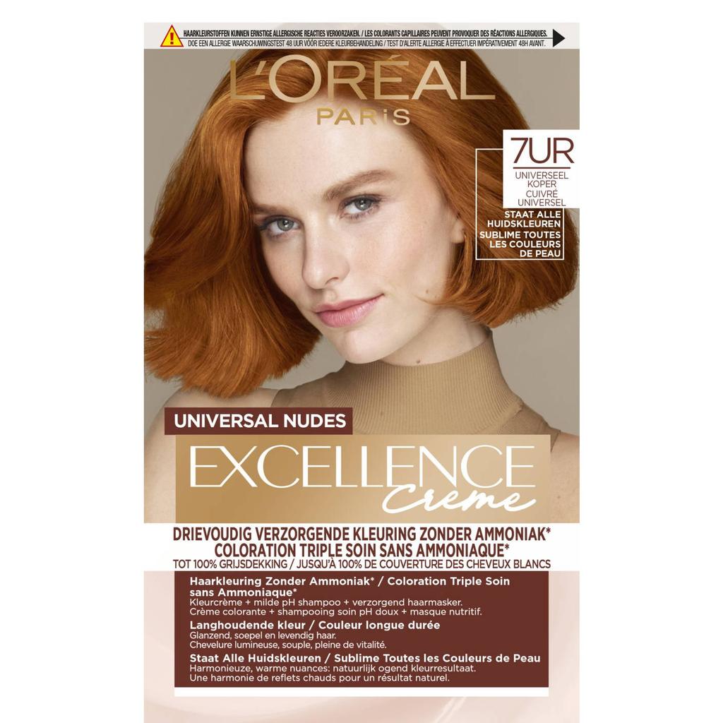 L'Oréal Paris Excellence Crème Universal Nudes permanente haarkleuring - 7UR Koperrood