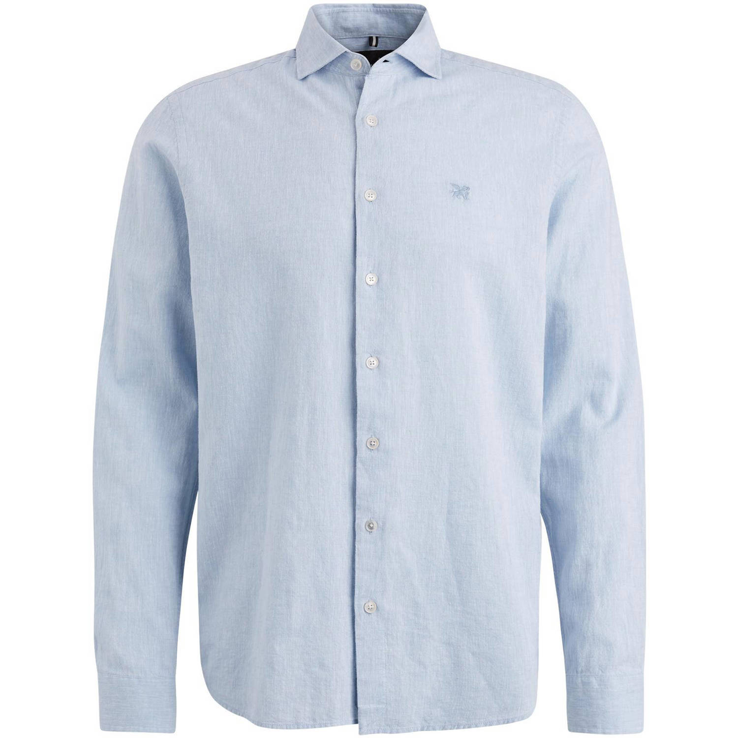 Vanguard Linnen Katoen Lange Mouw Shirt Blue Heren