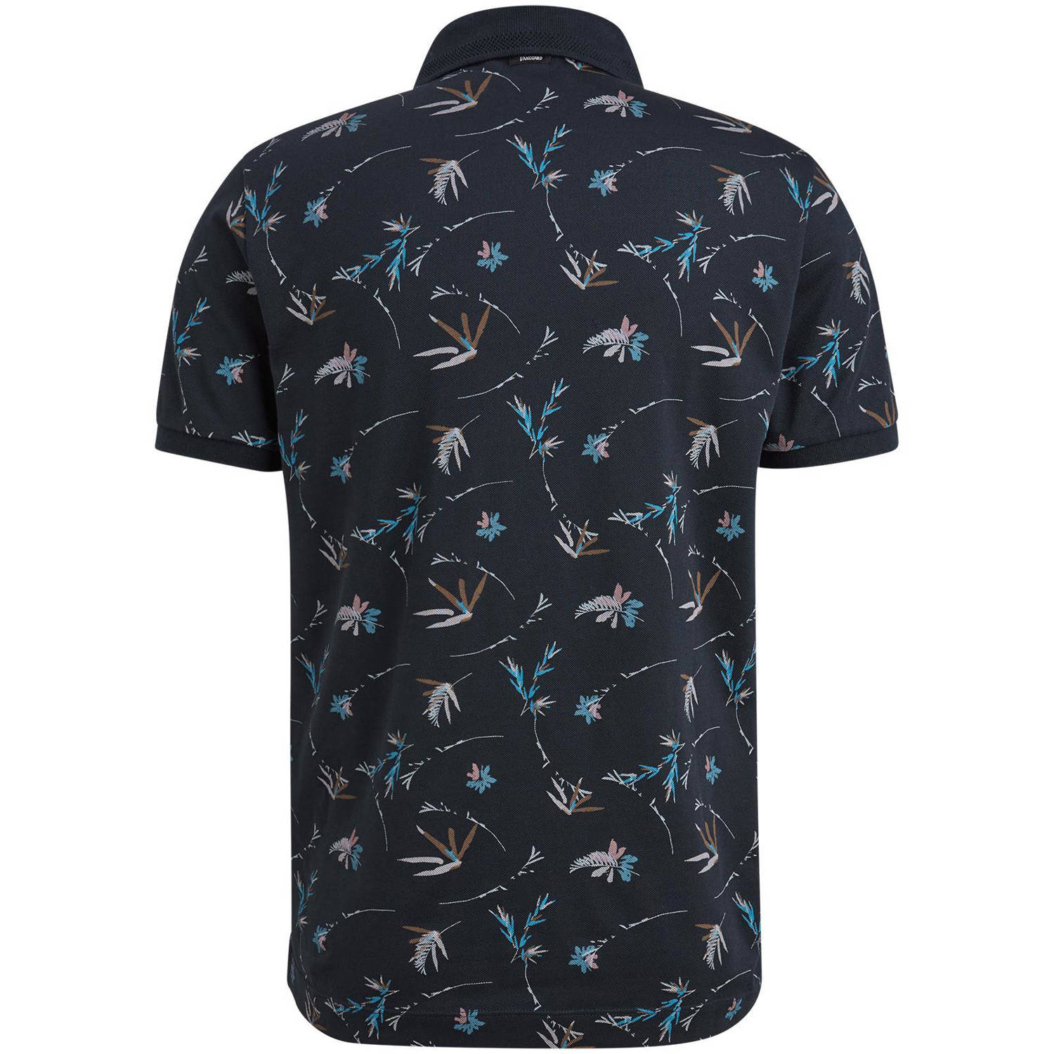 Vanguard regular fit polo met all over print donkerblauw