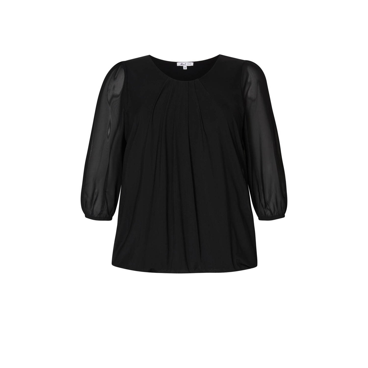 Miss Etam Plus blousetop met kant zwart