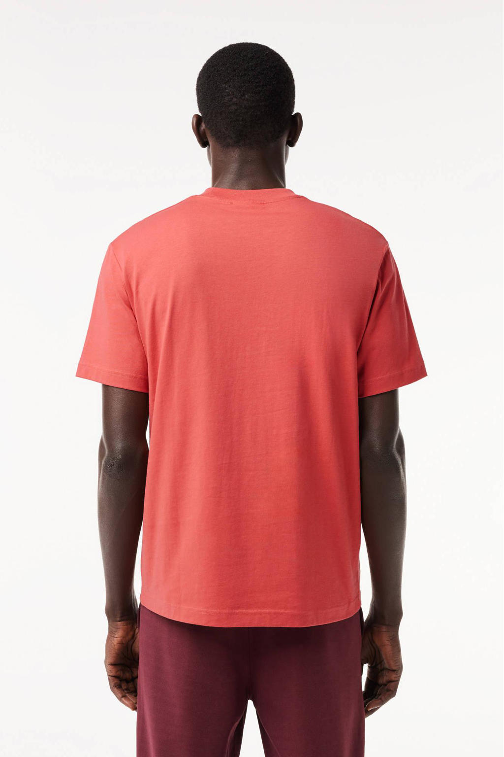 Lacoste T-shirt met logo koraalrood