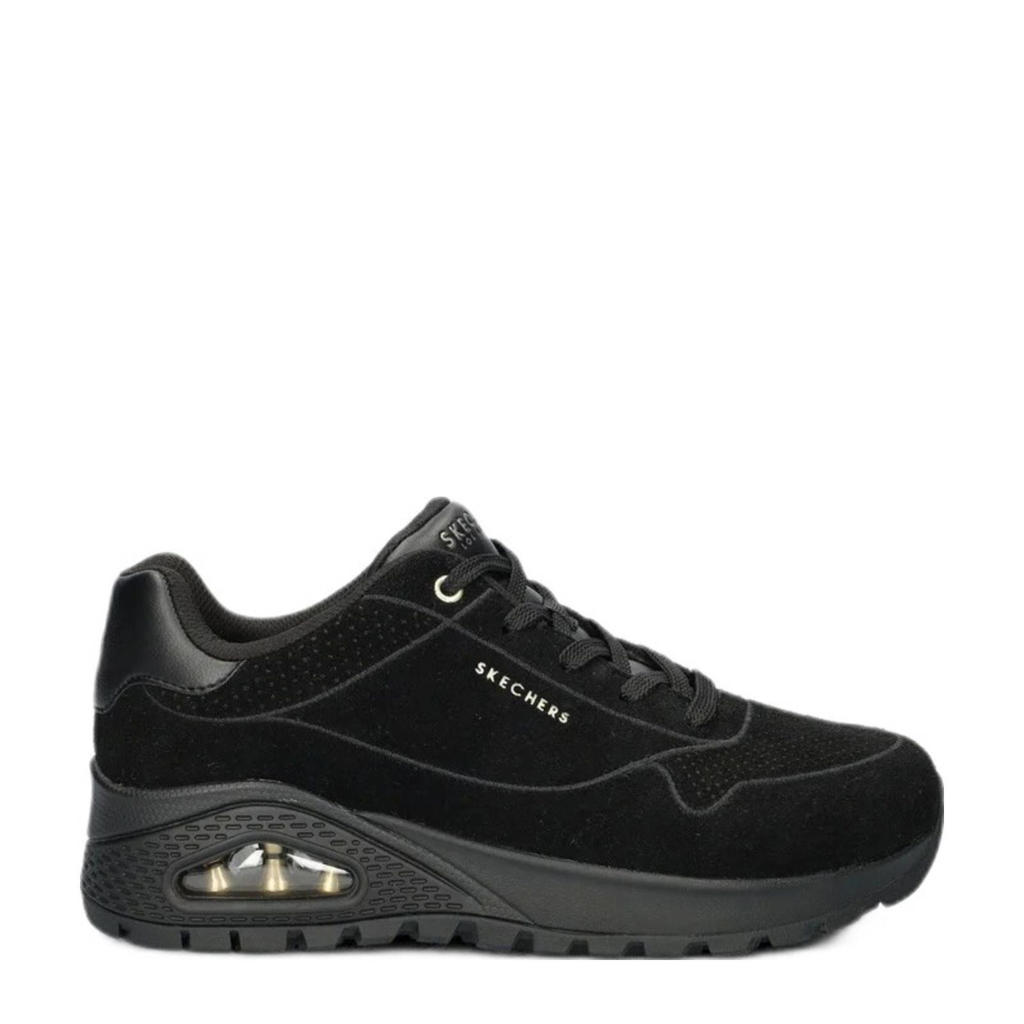 Zwarte dames Skechers Uno Rugged suède sneakers met veters
