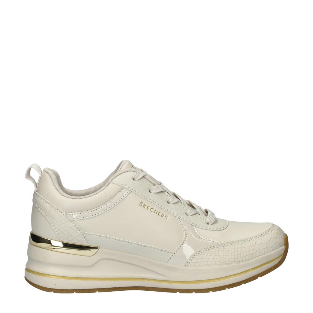 Ecru dames Skechers Billion 2 Fine Shine sneakers van imitatieleer met veters