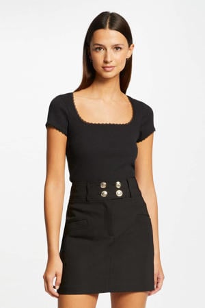 ribgebreide top zwart