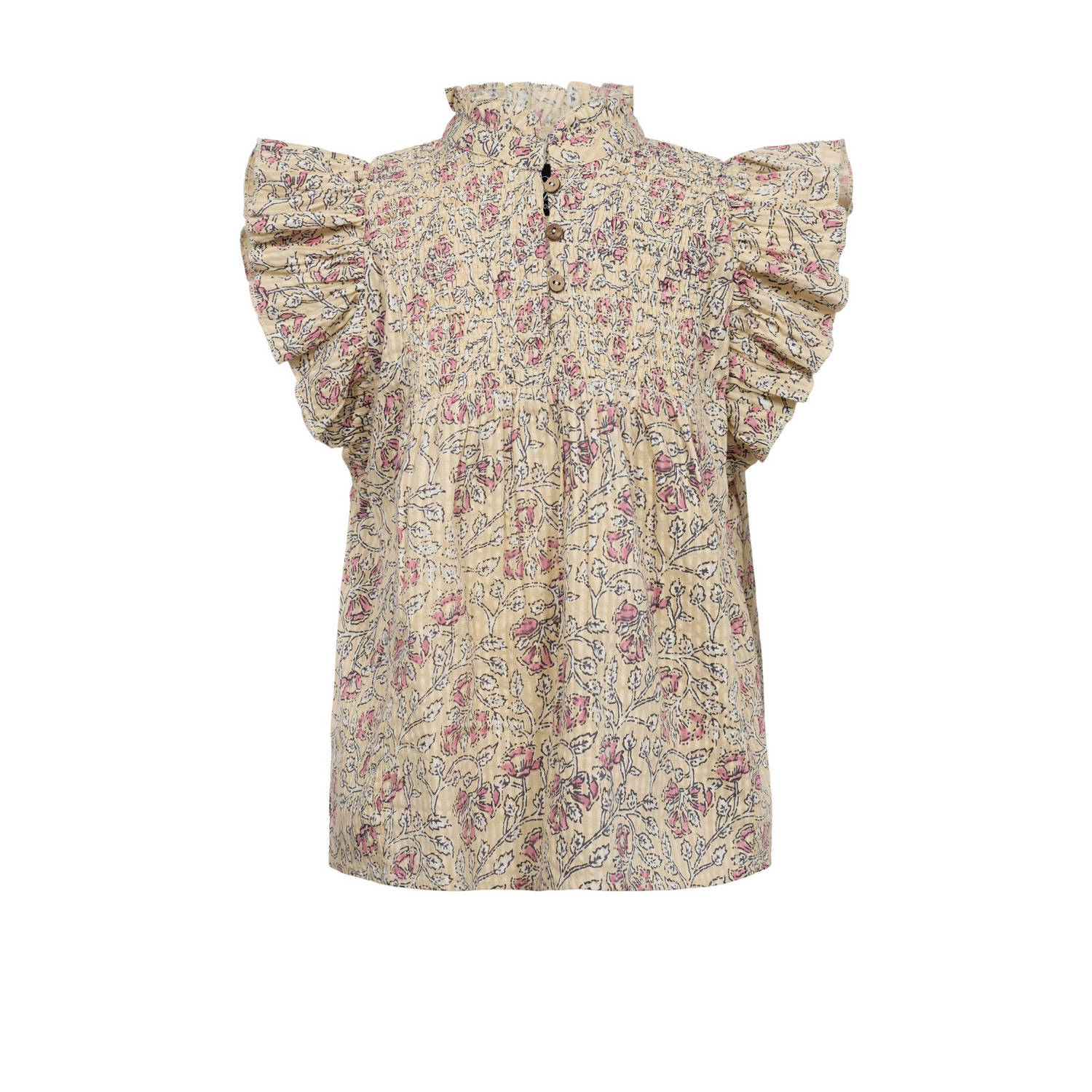 Sofie Schnoor top met all over print roze Meisjes Katoen Opstaande kraag 116