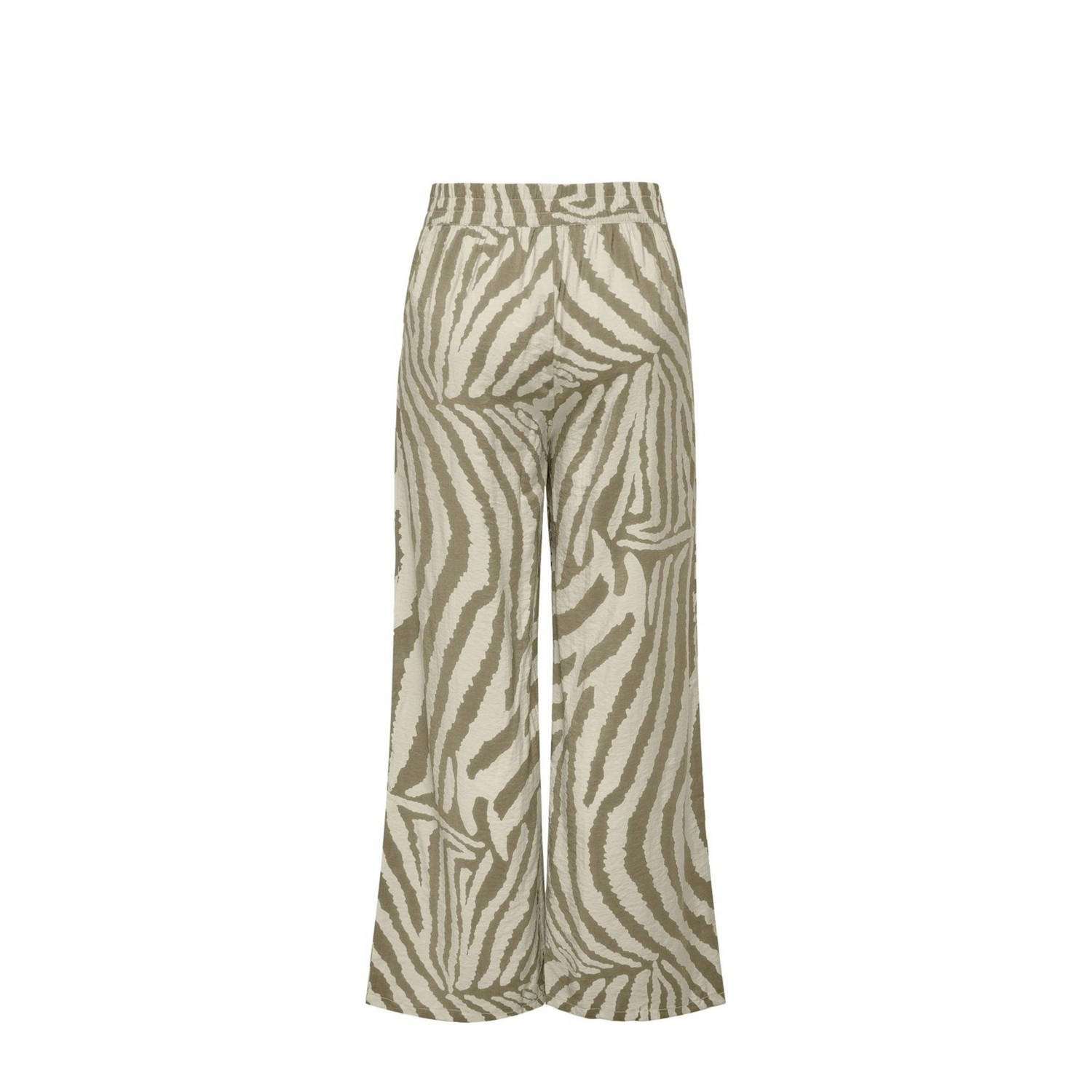 JDY wide leg broek CAMILLE met dierenprint zwart beige