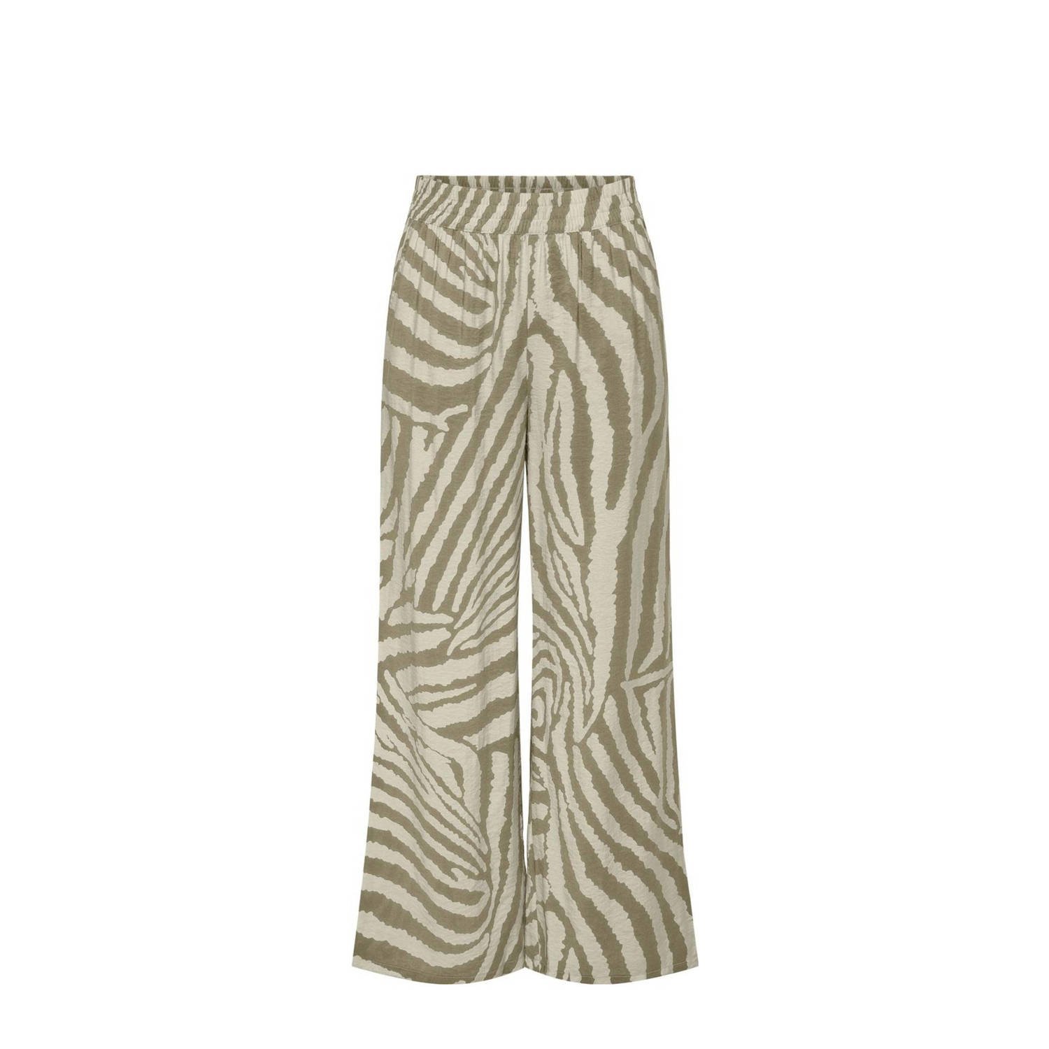 JDY wide leg broek CAMILLE met dierenprint zwart beige