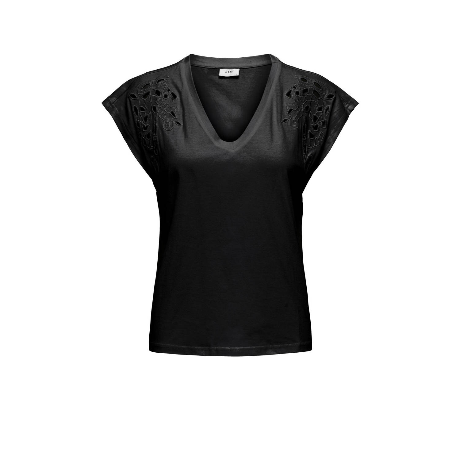 Jacqueline de Yong Casual Katoenen T-Shirt voor Vrouwen Black Dames