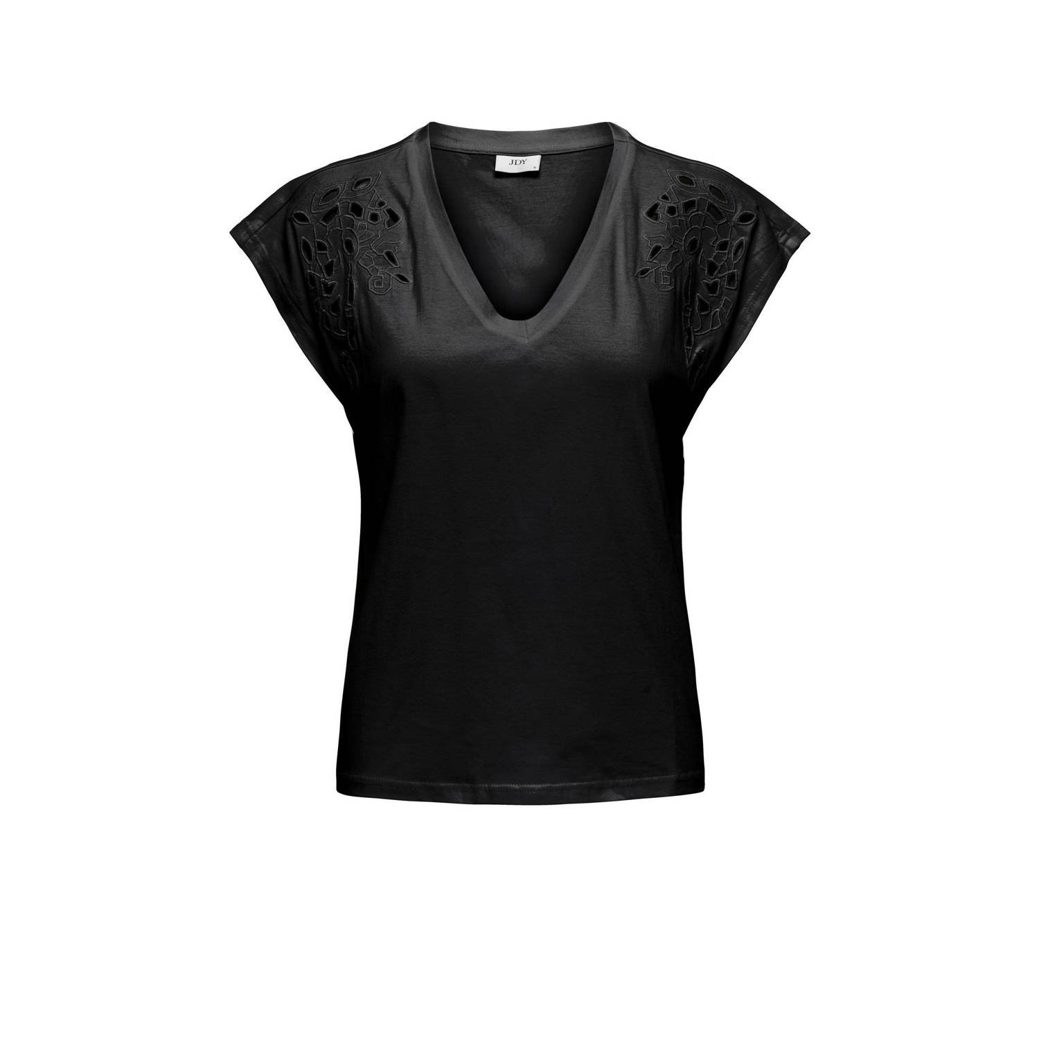 Jacqueline de Yong Casual Katoenen T-Shirt voor Vrouwen Black Dames