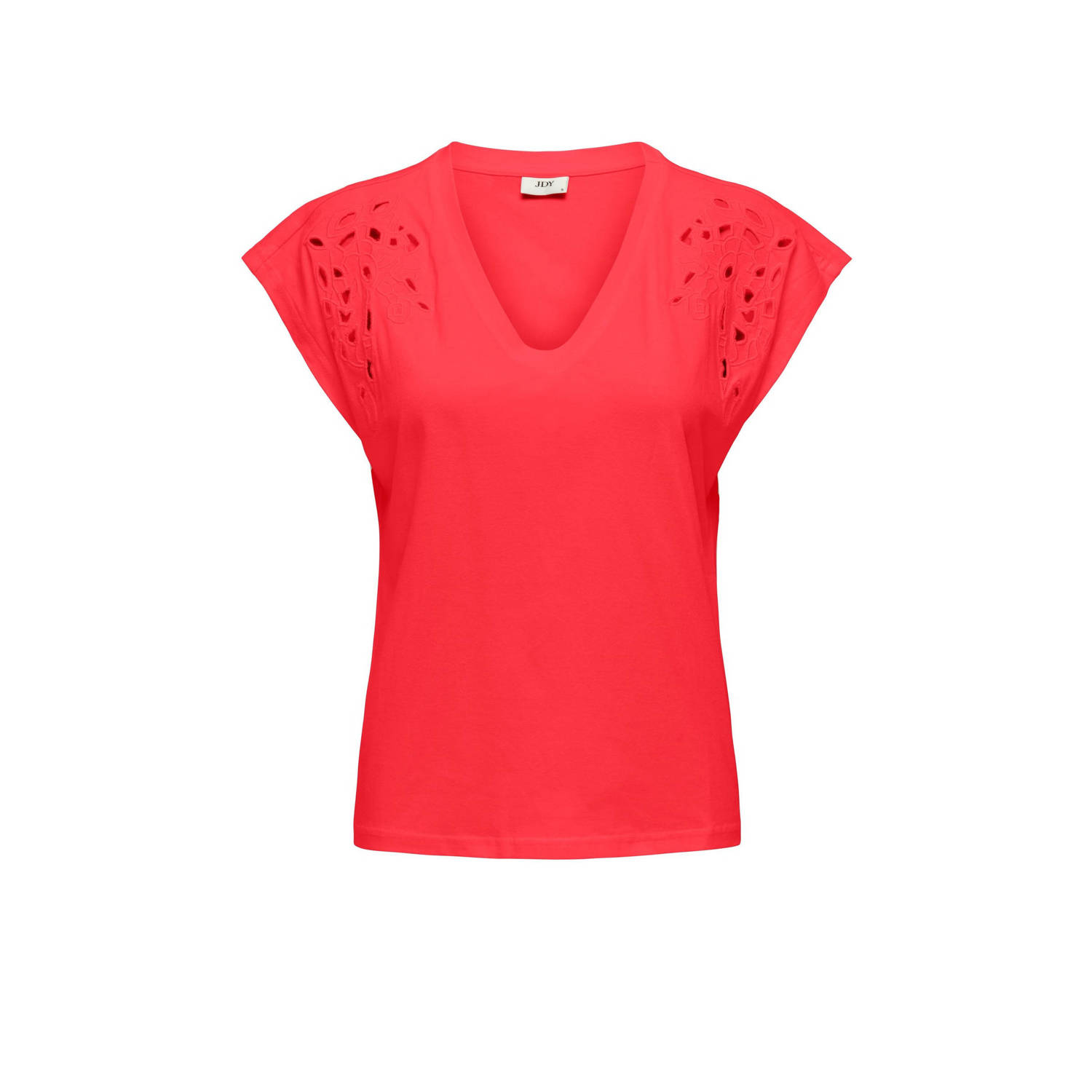 Jacqueline de Yong Casual Katoenen T-shirt Red Dames