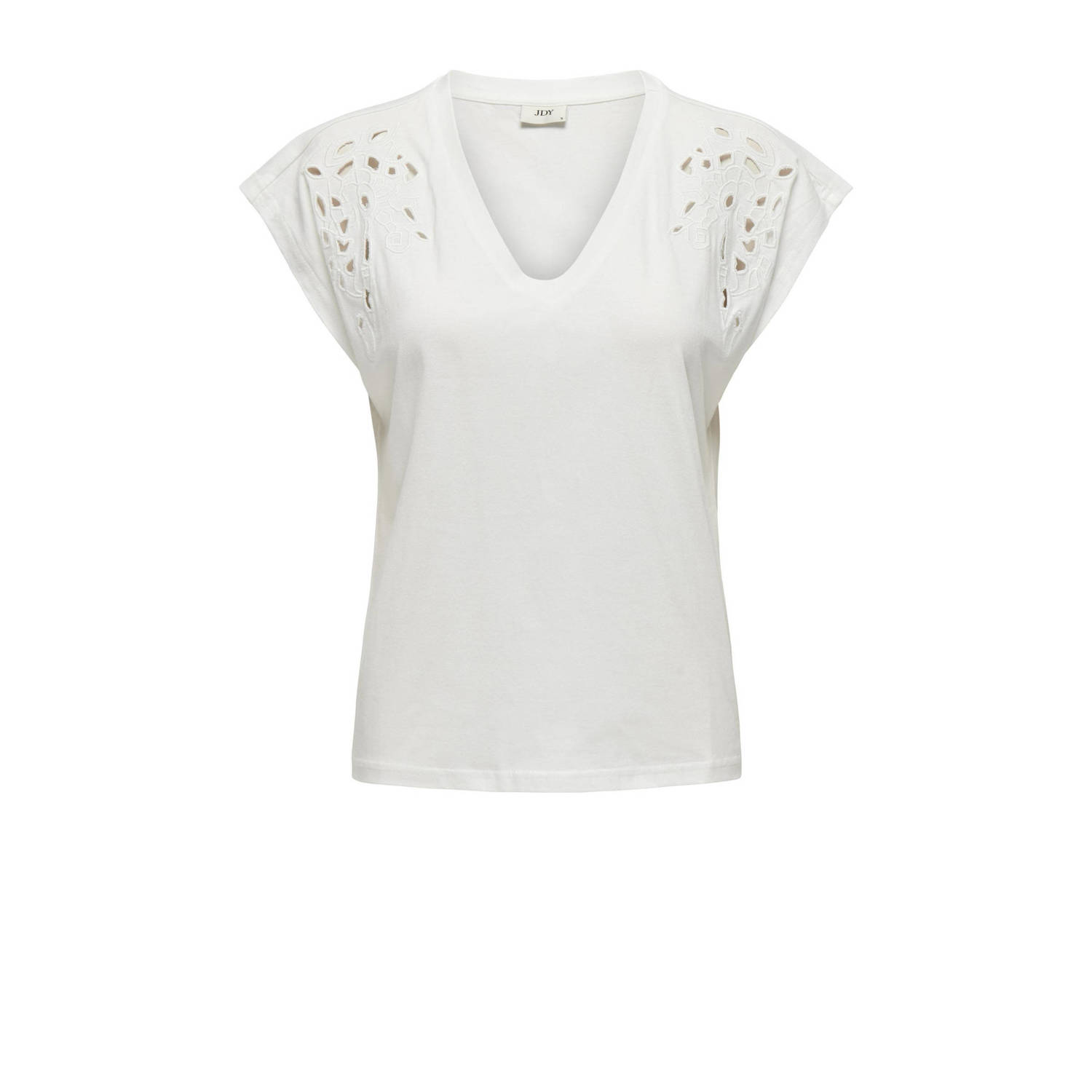 Jacqueline de Yong Casual Katoenen T-Shirt voor Vrouwen White Dames