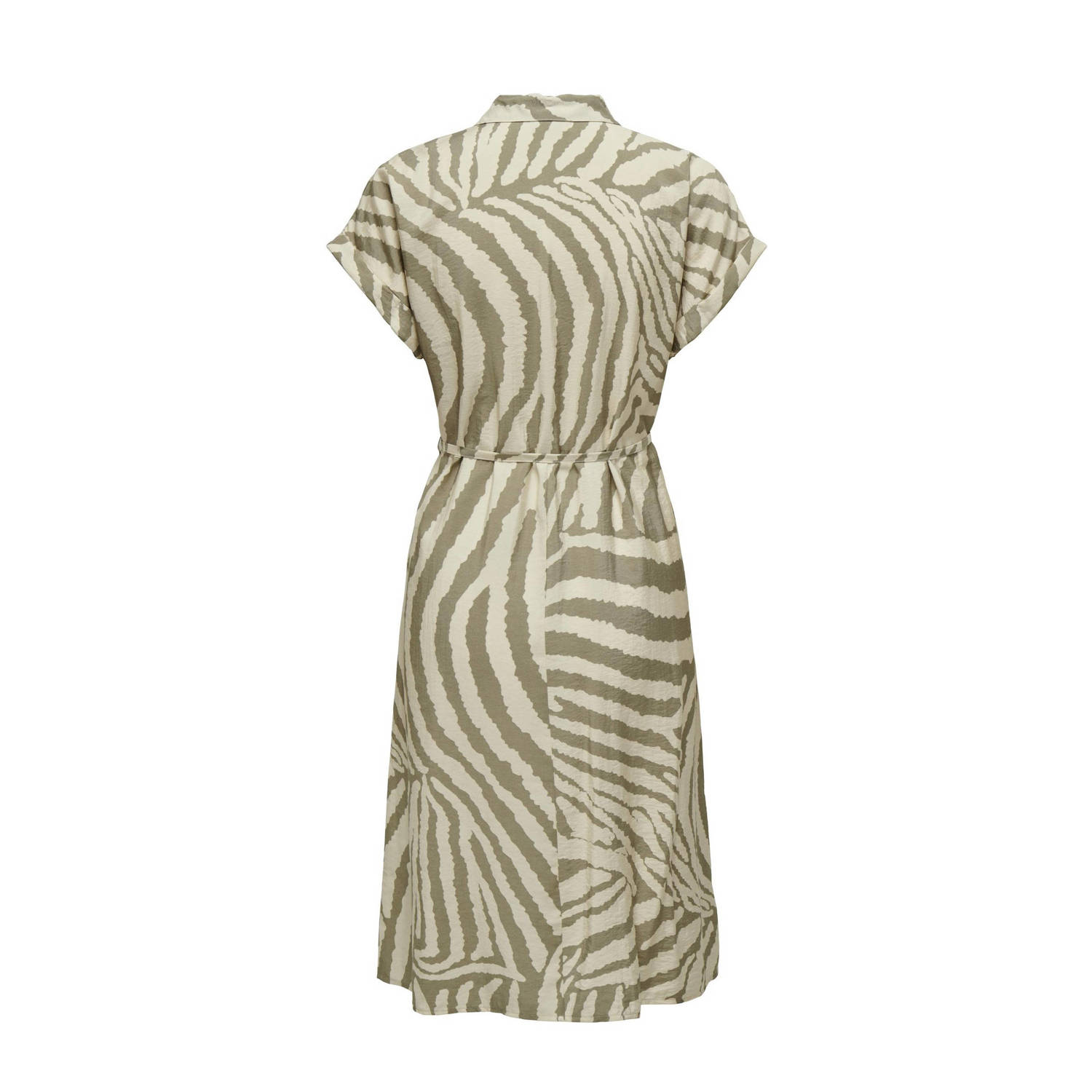 JDY blousejurk CAMILLE met zebraprint en ceintuur taupe wit