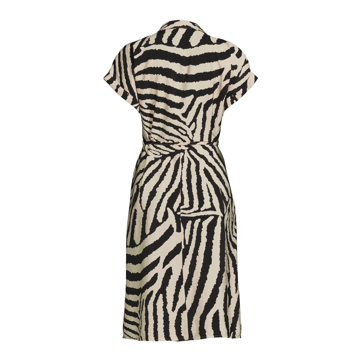 JDY blousejurk CAMILLE met zebraprint en ceintuur zwart taupe