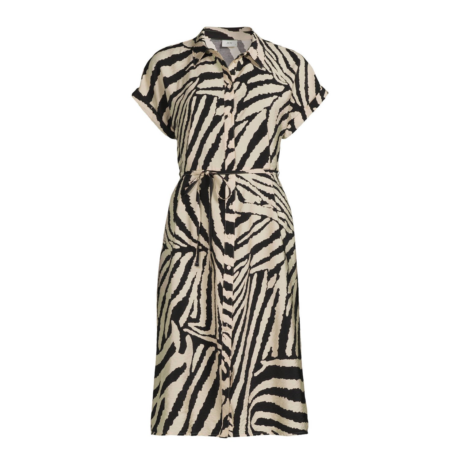 JDY blousejurk CAMILLE met zebraprint en ceintuur zwart taupe