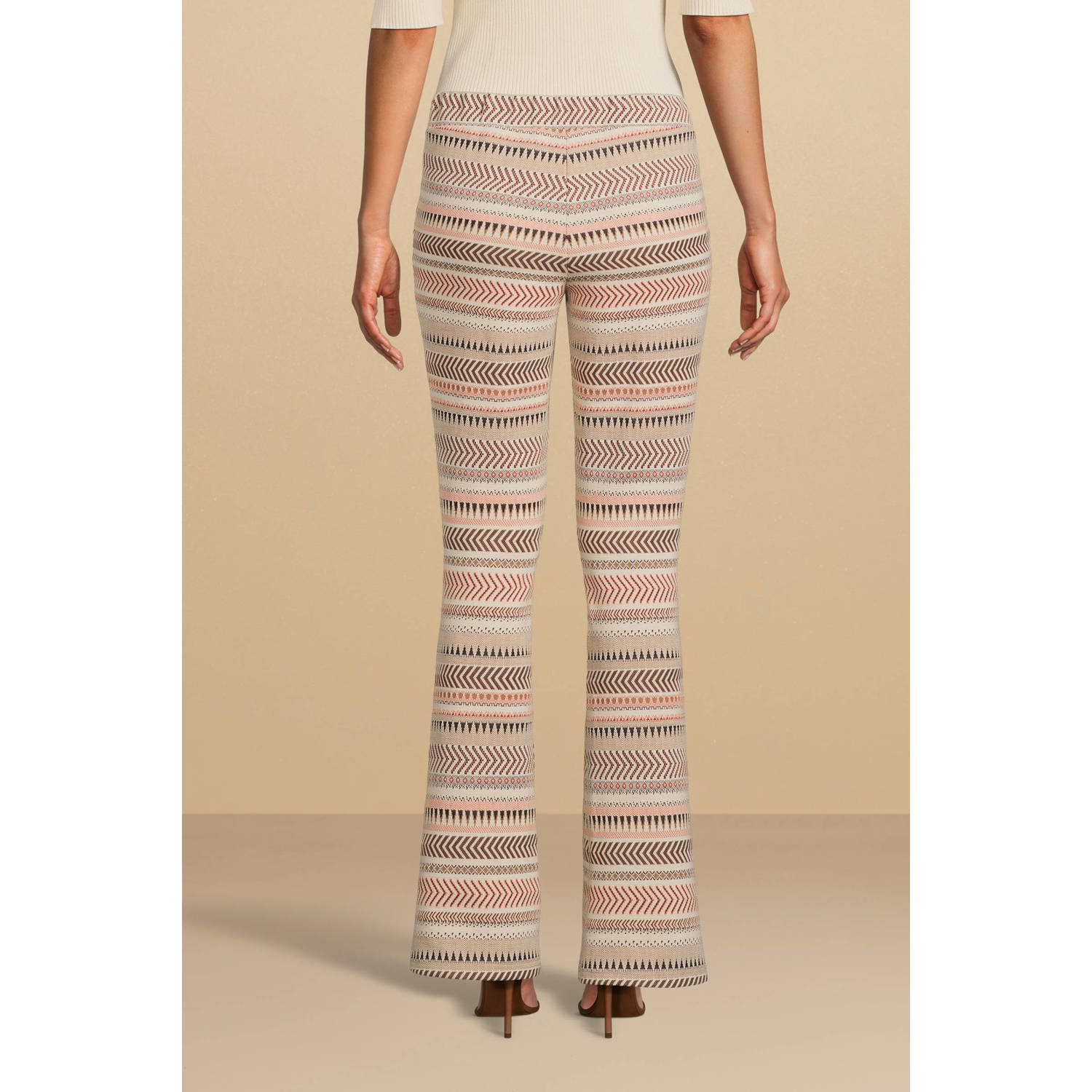 Geisha flared broek met all over print multi