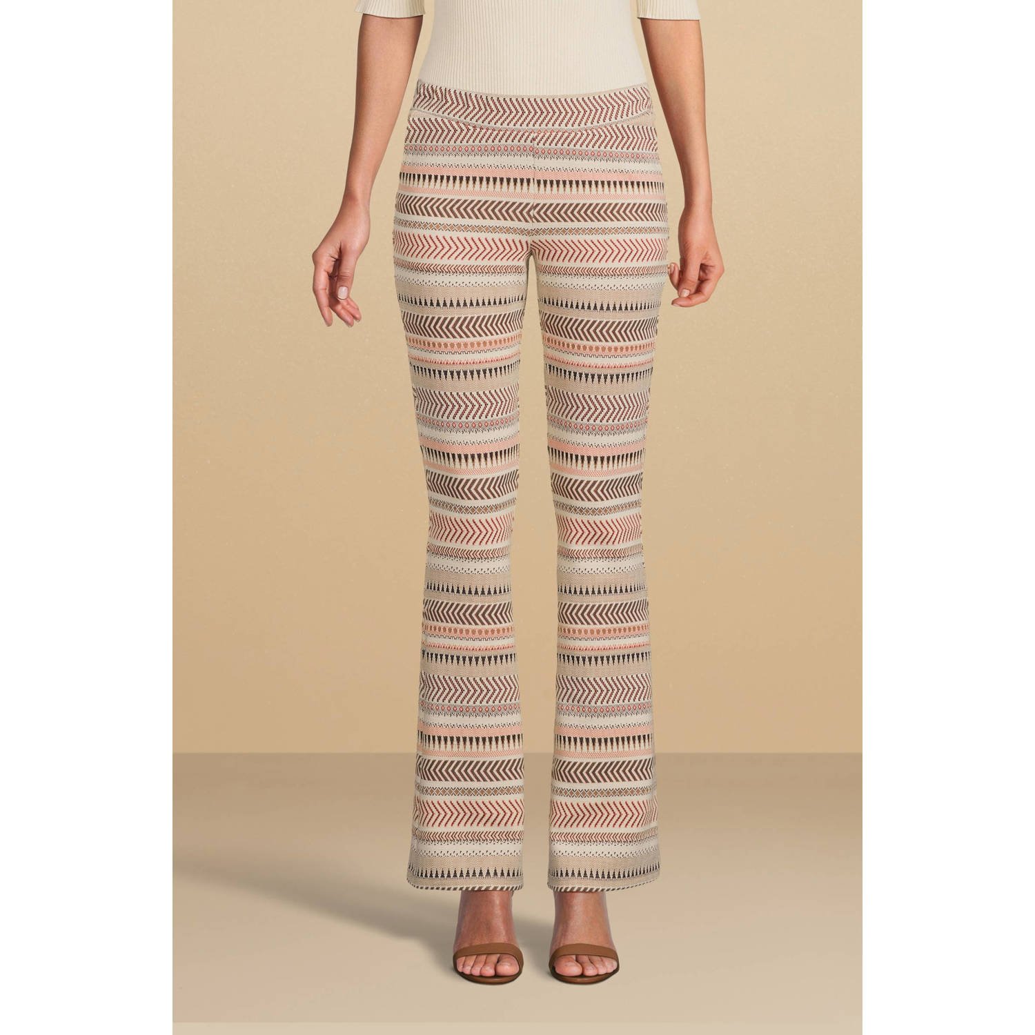 Geisha flared broek met all over print multi