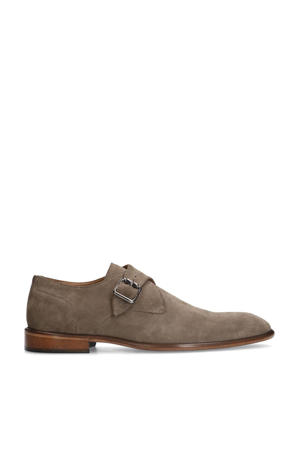 leren gespschoenen taupe