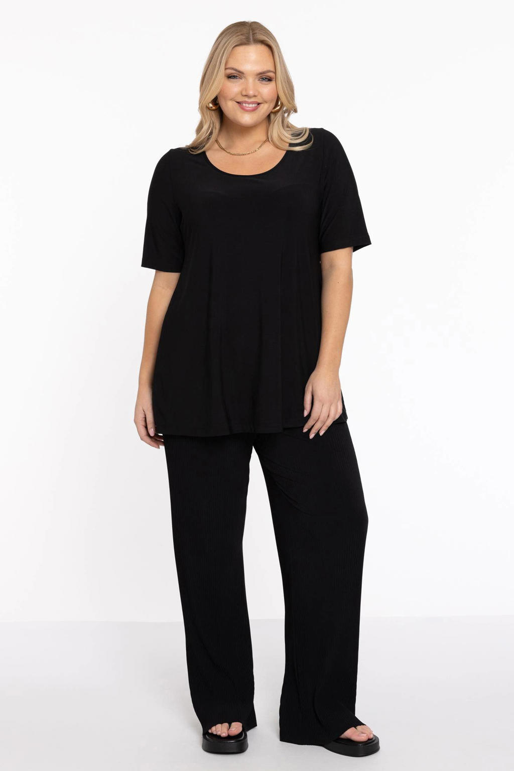 YOEK straight fit broek DOLCE zwart
