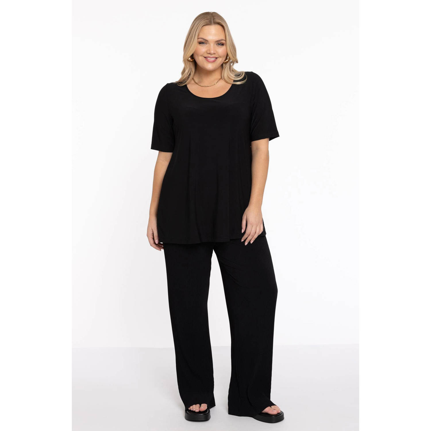 YOEK straight fit broek DOLCE zwart