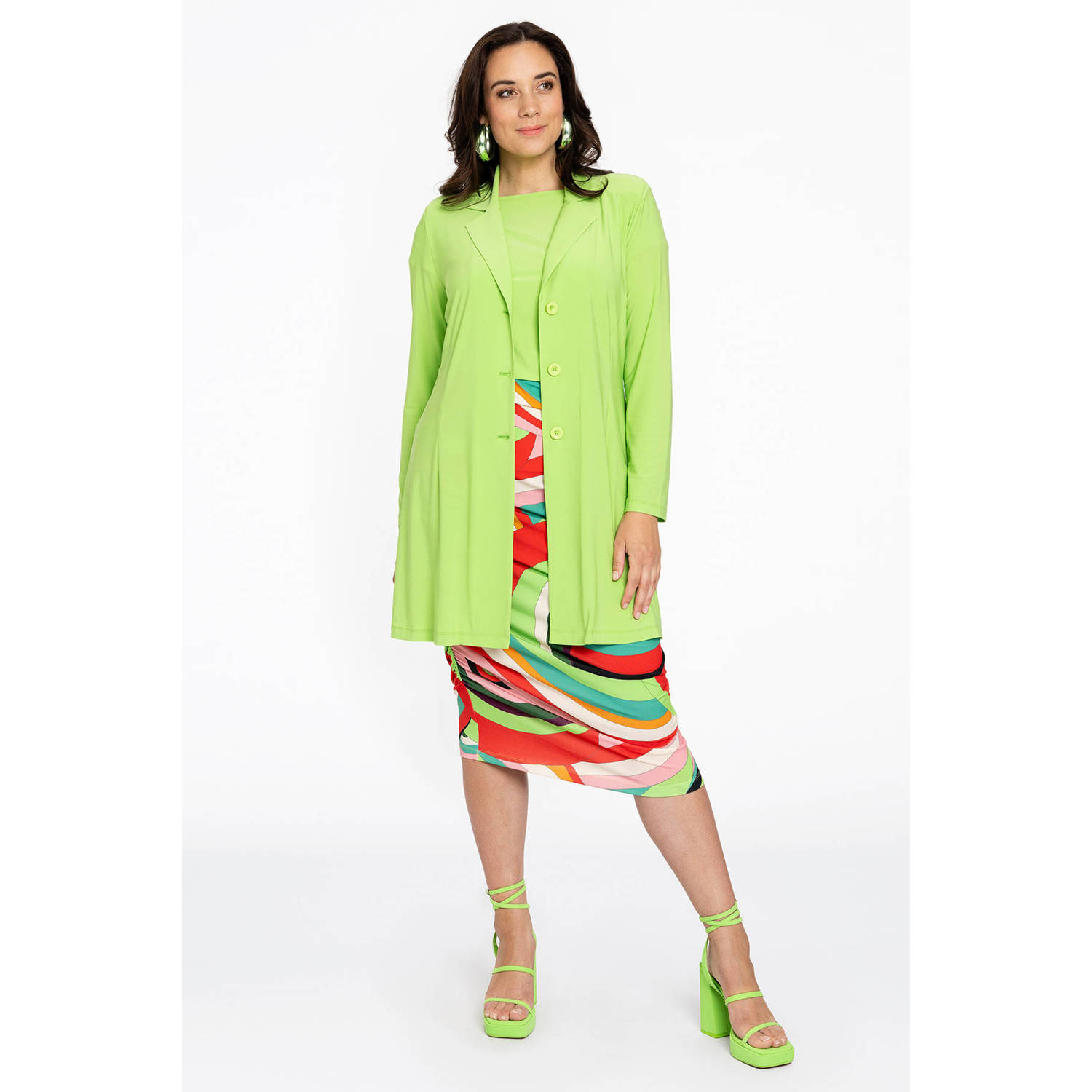 YOEK midi rok DOLCE met all over print en plooien meerdere kleuren