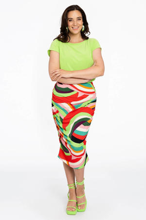midi rok DOLCE met all over print en plooien meerdere kleuren