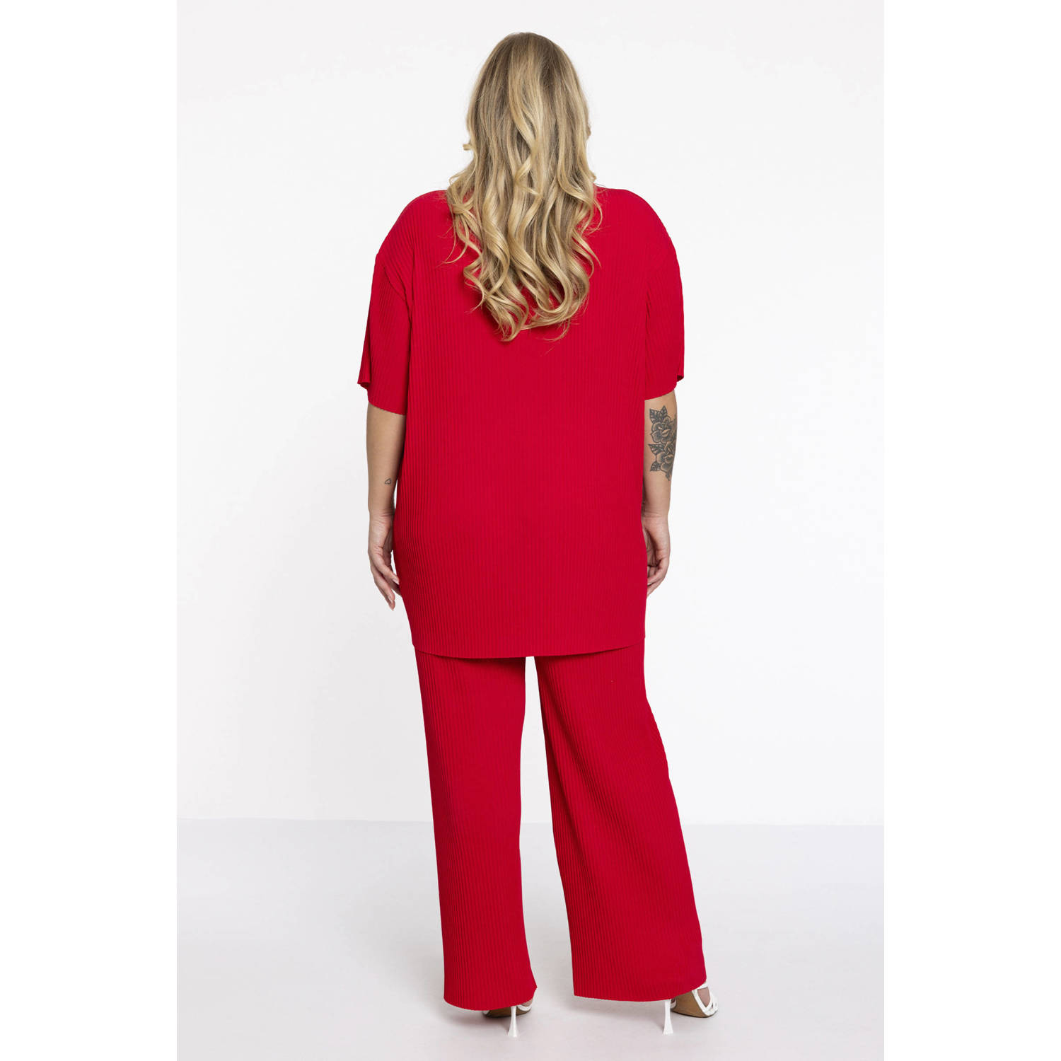 Yoek straight fit broek DOLCE rood