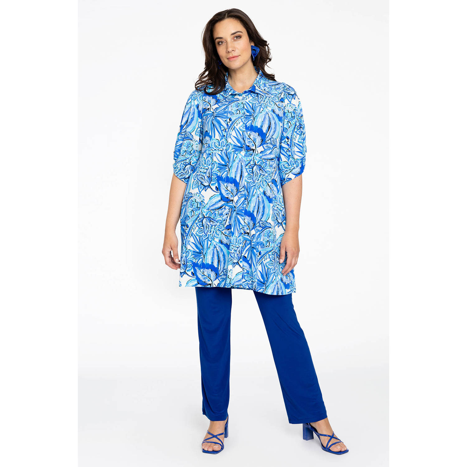 YOEK tuniek DOLCE met all over print blauw