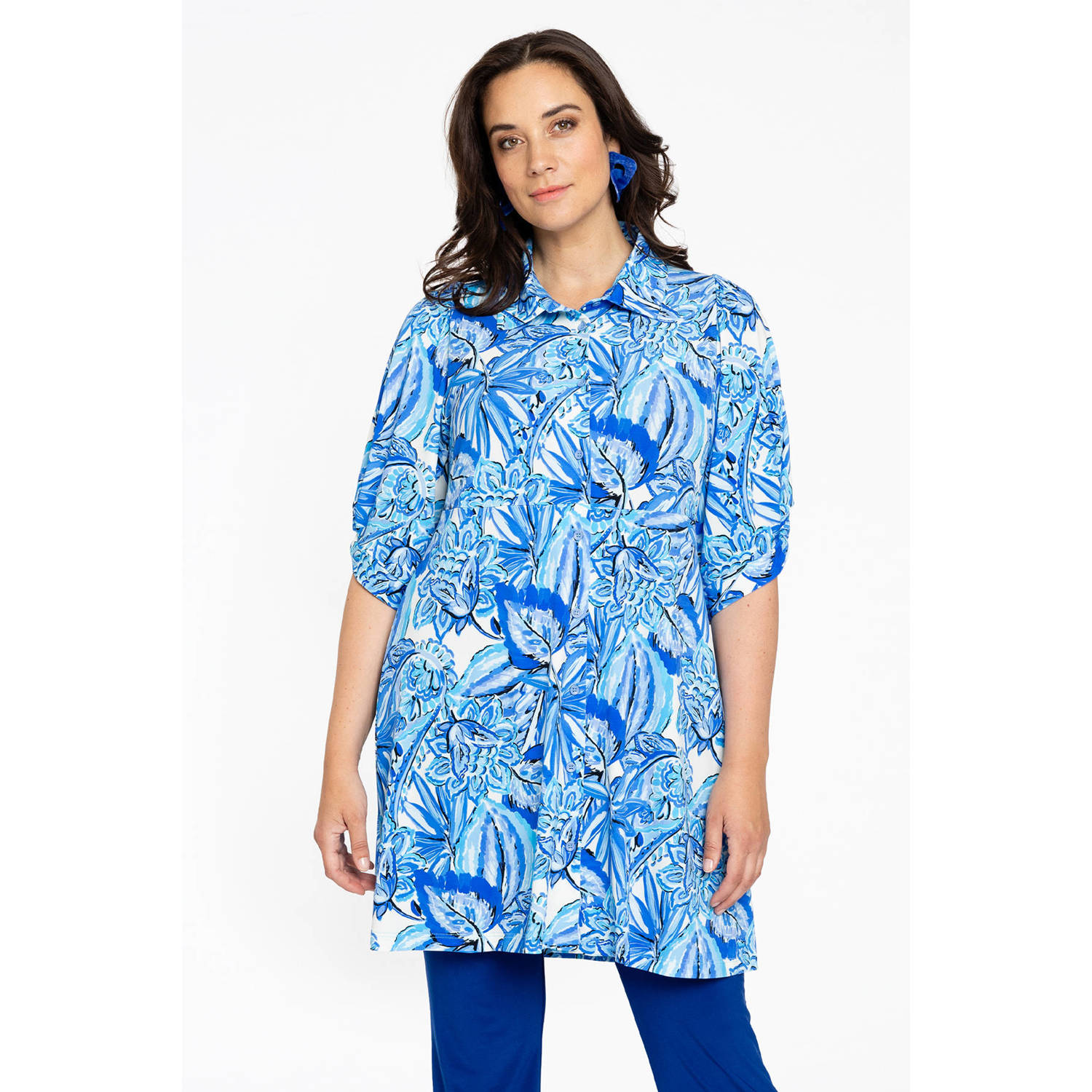YOEK tuniek DOLCE met all over print blauw