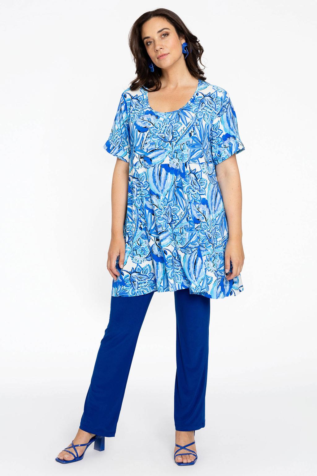 YOEK tuniek DOLCE met all over print blauw