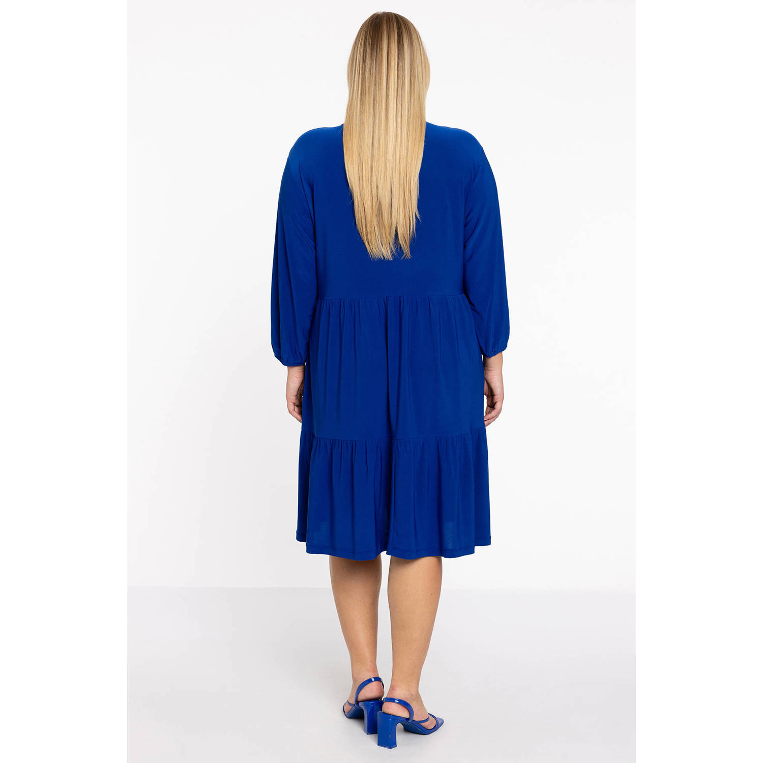 YOEK blousejurk DOLCE met ruches blauw