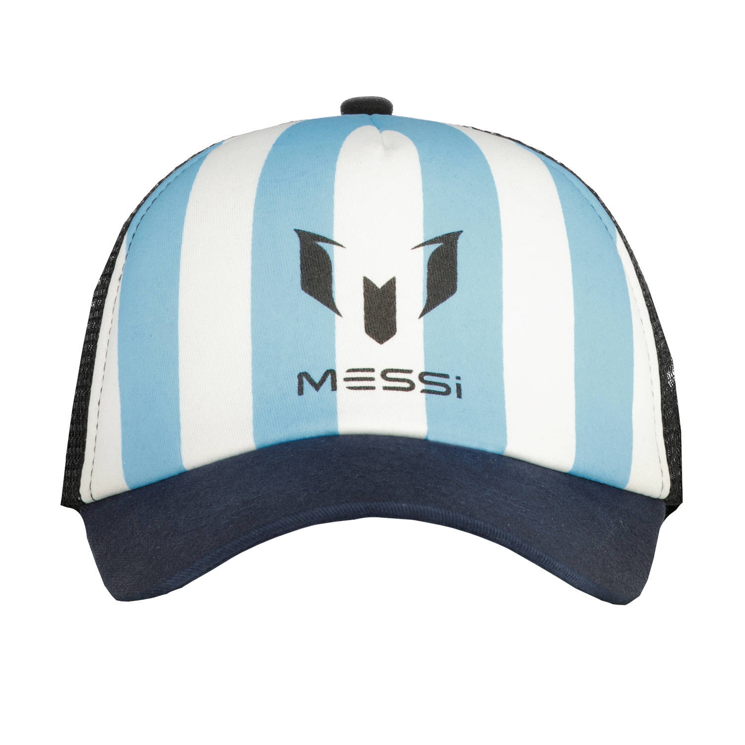 Vingino x Messi gestreepte pet met logo blauw wit
