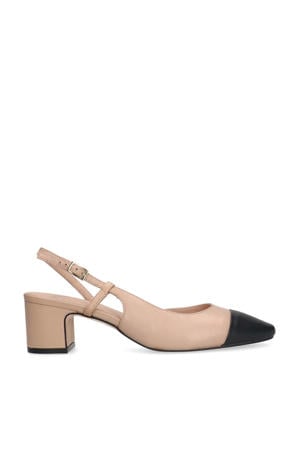 leren slingback pumps beige