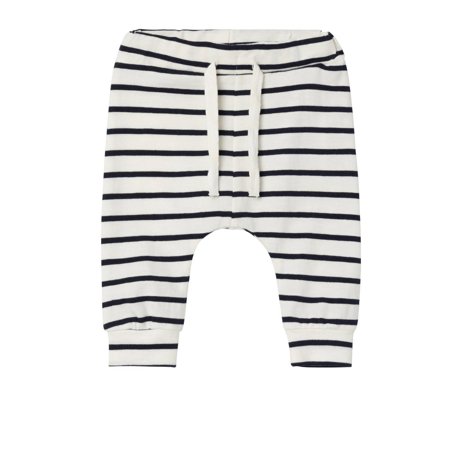 Name it BABY gestreepte regular fit broek NBMDING wit zwart Jongens Biologisch katoen 74