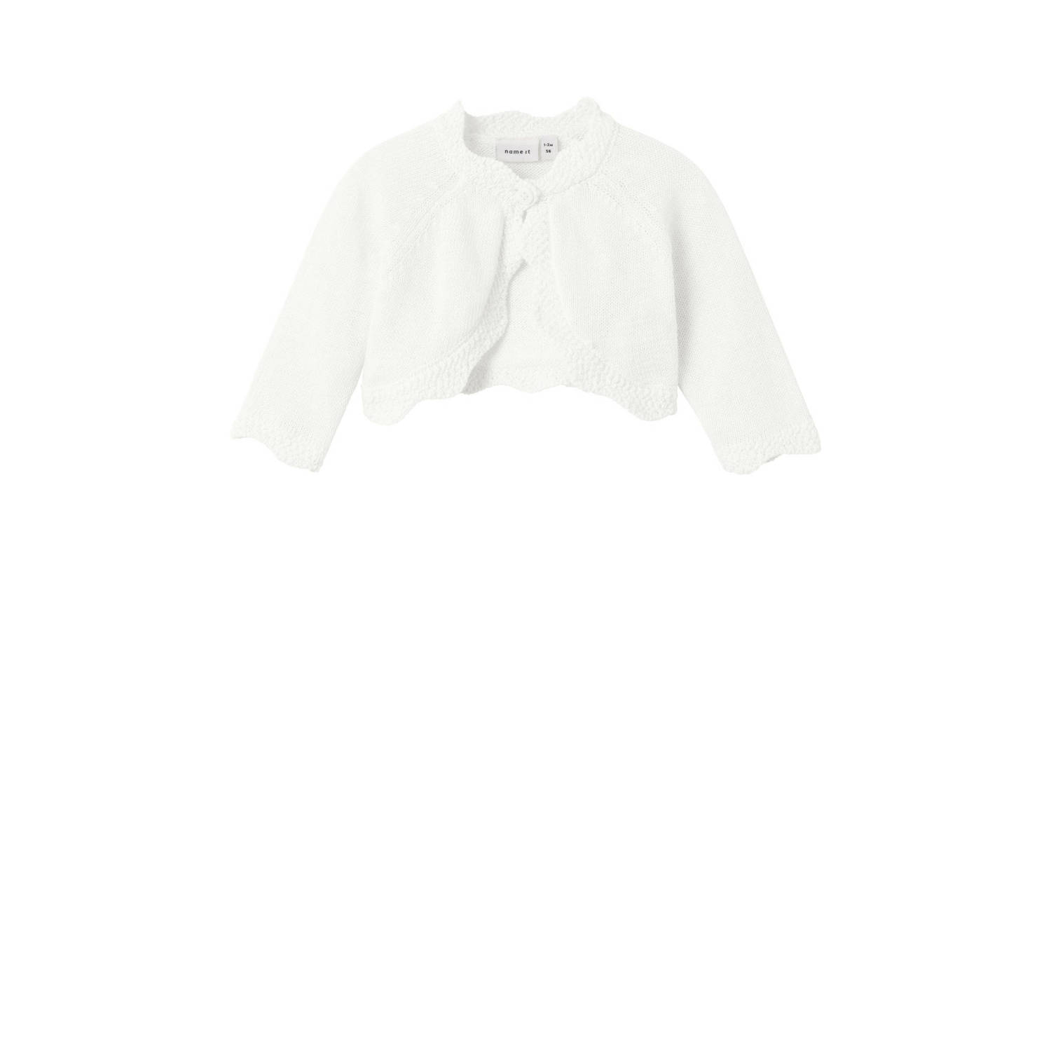 Name it BABY fijngebreid bolero NBFDELLI wit Vest Meisjes Katoen Ronde hals 56